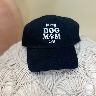"In My Dog Mom Era" Baseball Cap - Black - Lace and Grace Boutique