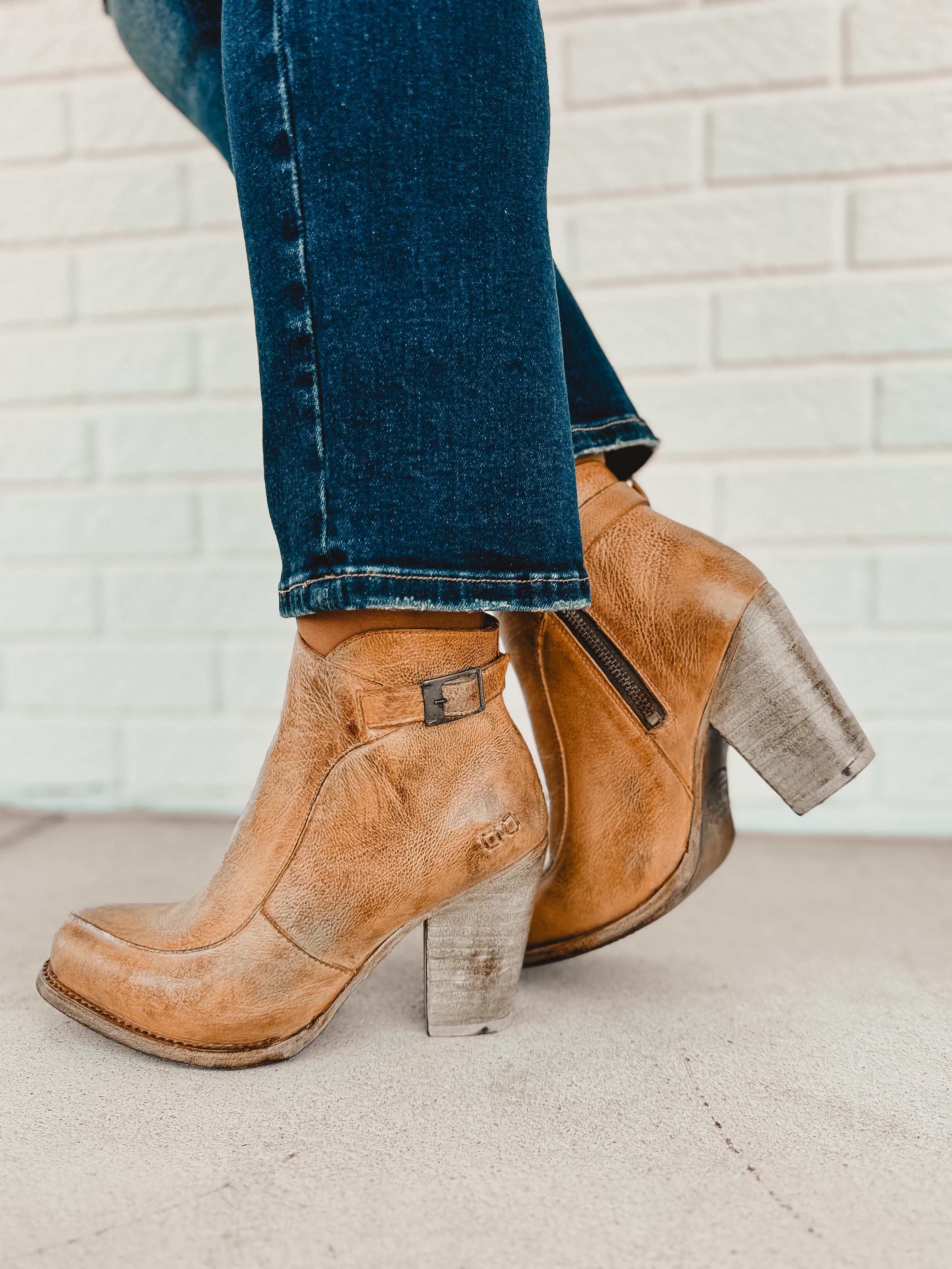 BedStu Isla Heeled Bootie - Tan Rustic White BFS - Lace and Grace Boutique