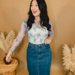 All Dressed Up Sheer Lace Top - Cielo Blue - Lace and Grace Boutique