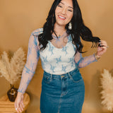 All Dressed Up Sheer Lace Top - Cielo Blue - Lace and Grace Boutique