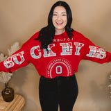 Buckeyes Cropped Crewneck - True Red - Lace and Grace Boutique