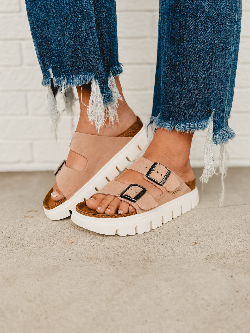 Birkenstock Arizona Papillio Chunky Suede Leather - Warm Sand - Lace and Grace Boutique