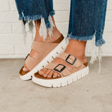 Birkenstock Arizona Papillio Chunky Suede Leather - Warm Sand - Lace and Grace Boutique
