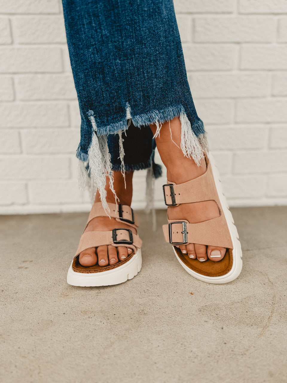 Birkenstock Arizona Papillio Chunky Suede Leather - Warm Sand - Lace and Grace Boutique