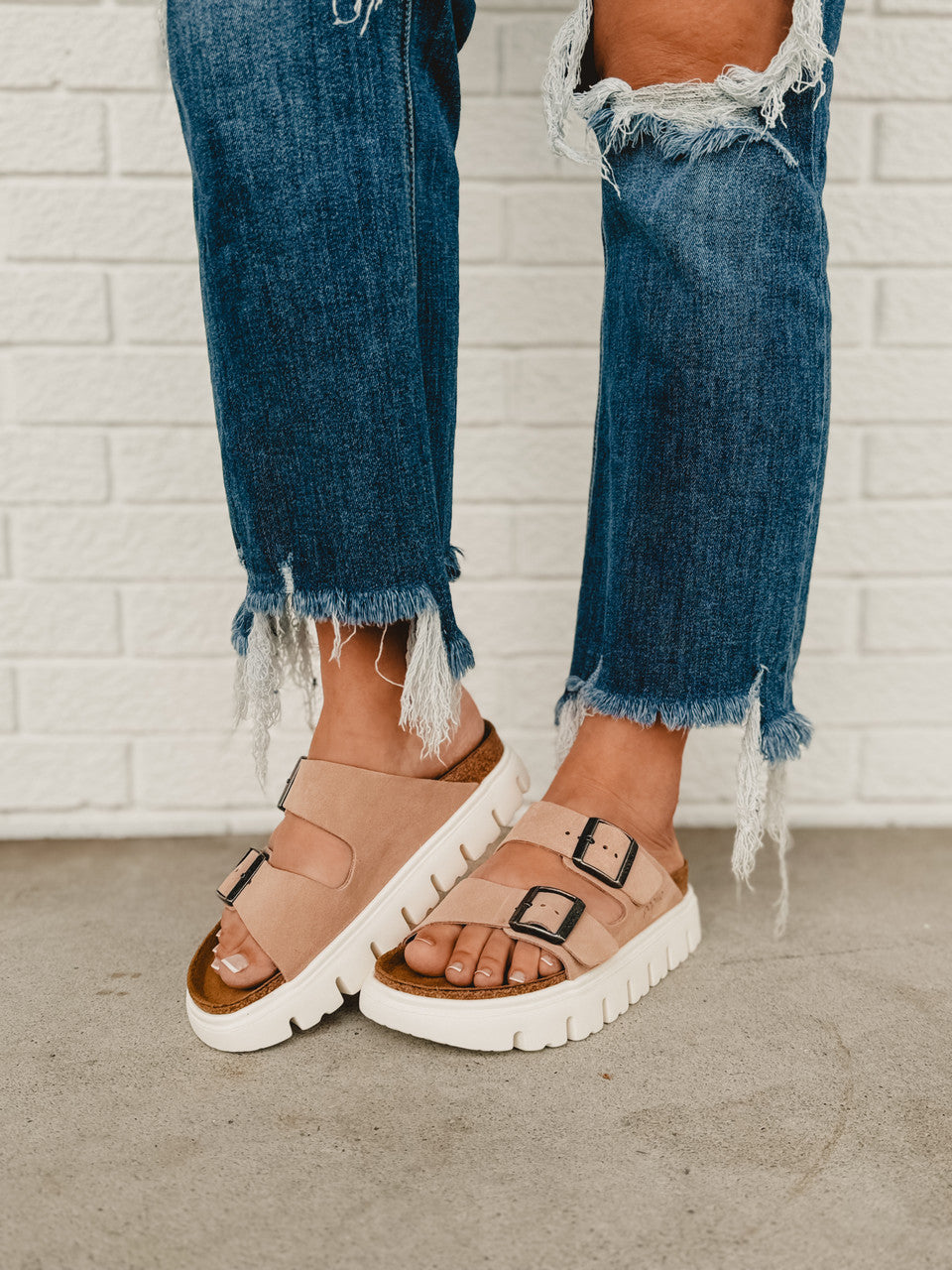 Birkenstock Arizona Papillio Chunky Suede Leather - Warm Sand - Lace and Grace Boutique