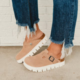 Birkenstock Boston Papillio Chunky Suede Leather - Warm Sand - Lace and Grace Boutique