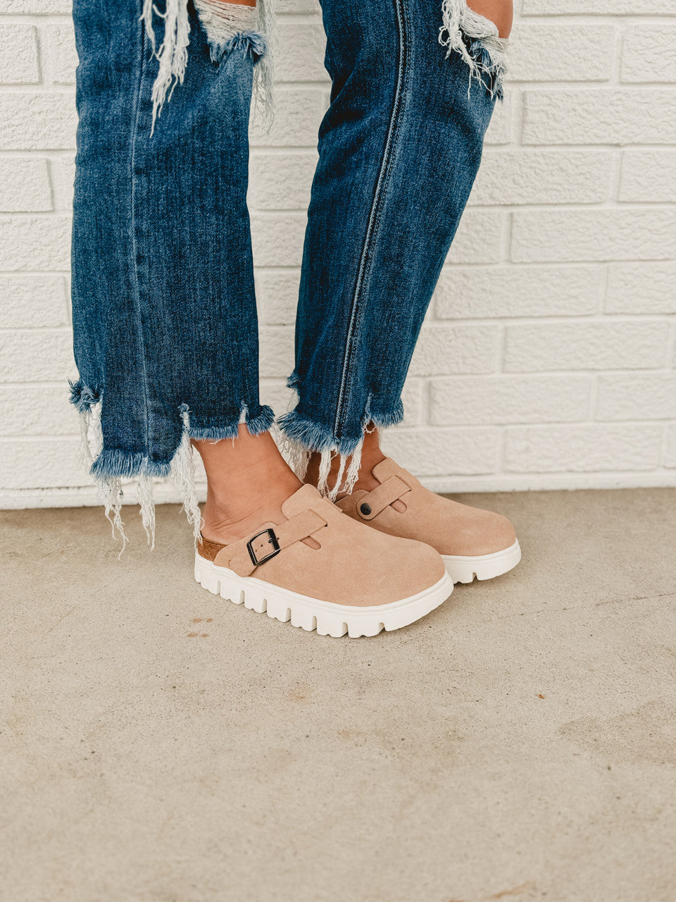 Birkenstock Boston Papillio Chunky Suede Leather - Warm Sand - Lace and Grace Boutique