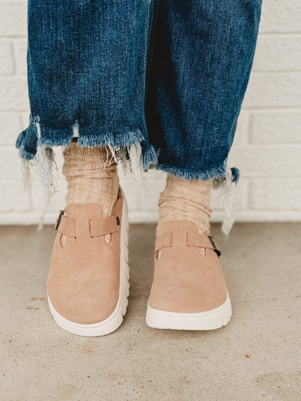 Birkenstock Boston Papillio Chunky Suede Leather - Warm Sand - Lace and Grace Boutique