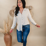 Can't Leave Now Oversized Linen Top - Oatmeal - Lace and Grace Boutique