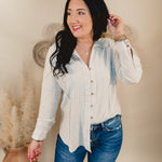 Can't Leave Now Oversized Linen Top - Oatmeal - Lace and Grace Boutique