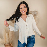 Can't Leave Now Oversized Linen Top - Oatmeal - Lace and Grace Boutique