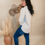 Can't Leave Now Oversized Linen Top - Oatmeal - Lace and Grace Boutique