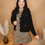 Button Up Cropped Knit Cardigan - Black - Lace and Grace Boutique