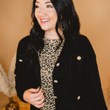 Button Up Cropped Knit Cardigan - Black - Lace and Grace Boutique