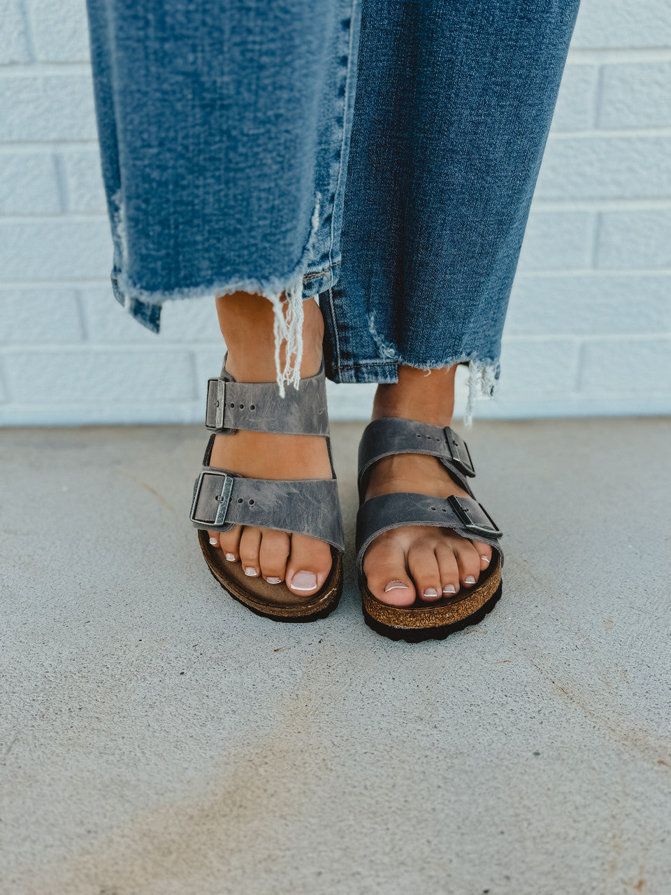 Birkenstock Arizona Soft Foot Bed Oiled Leather - Iron - Lace and Grace Boutique