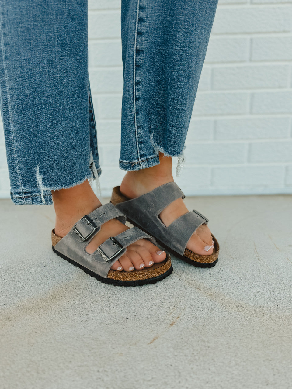 Birkenstock Arizona Soft Foot Bed Oiled Leather - Iron - Lace and Grace Boutique