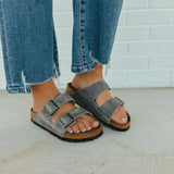 Birkenstock Arizona Soft Foot Bed Oiled Leather - Iron - Lace and Grace Boutique