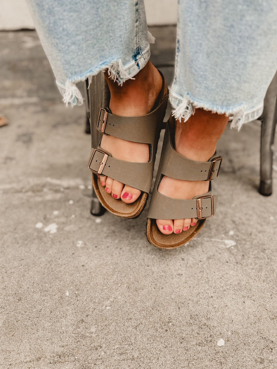Birkenstock Arizona Birkibuc - Stone - Lace and Grace Boutique