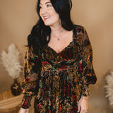 Burnout Velvet Floral Maxi Dress - Rose Black Floral - Lace and Grace Boutique