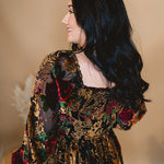 Burnout Velvet Floral Maxi Dress - Rose Black Floral - Lace and Grace Boutique