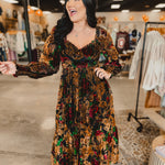 Burnout Velvet Floral Maxi Dress - Rose Black Floral - Lace and Grace Boutique