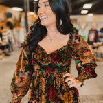 Burnout Velvet Floral Maxi Dress - Rose Black Floral - Lace and Grace Boutique