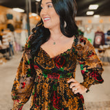 Burnout Velvet Floral Maxi Dress - Rose Black Floral - Lace and Grace Boutique