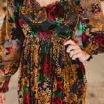Burnout Velvet Floral Maxi Dress - Rose Black Floral - Lace and Grace Boutique
