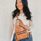 Bedstu Andie Leather Sling Backpack - Tan Rustic - Lace and Grace Boutique