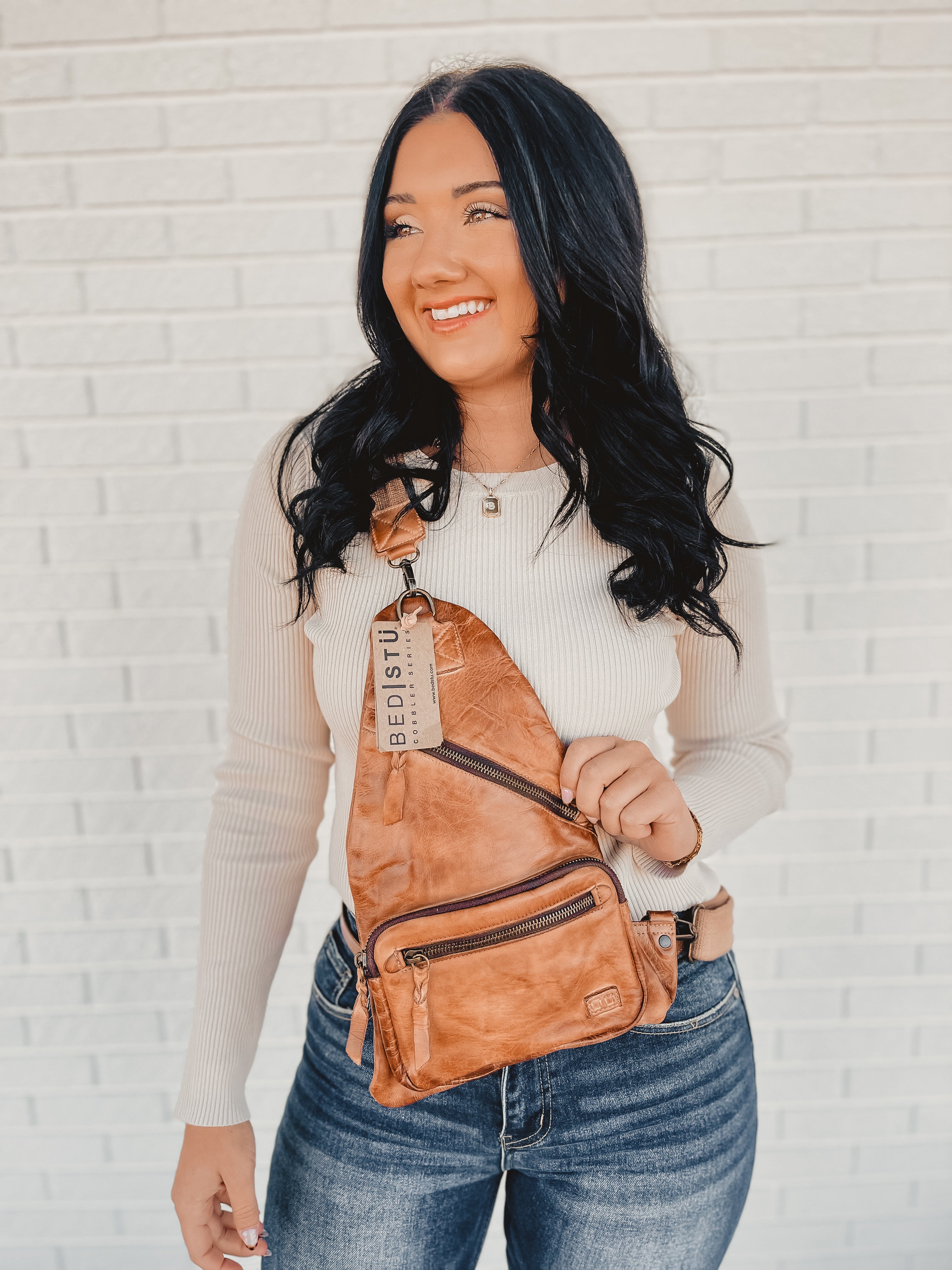 Bedstu Andie Leather Sling Backpack - Tan Rustic - Lace and Grace Boutique
