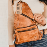 Bedstu Andie Leather Sling Backpack - Tan Rustic - Lace and Grace Boutique