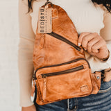 Bedstu Andie Leather Sling Backpack - Tan Rustic - Lace and Grace Boutique