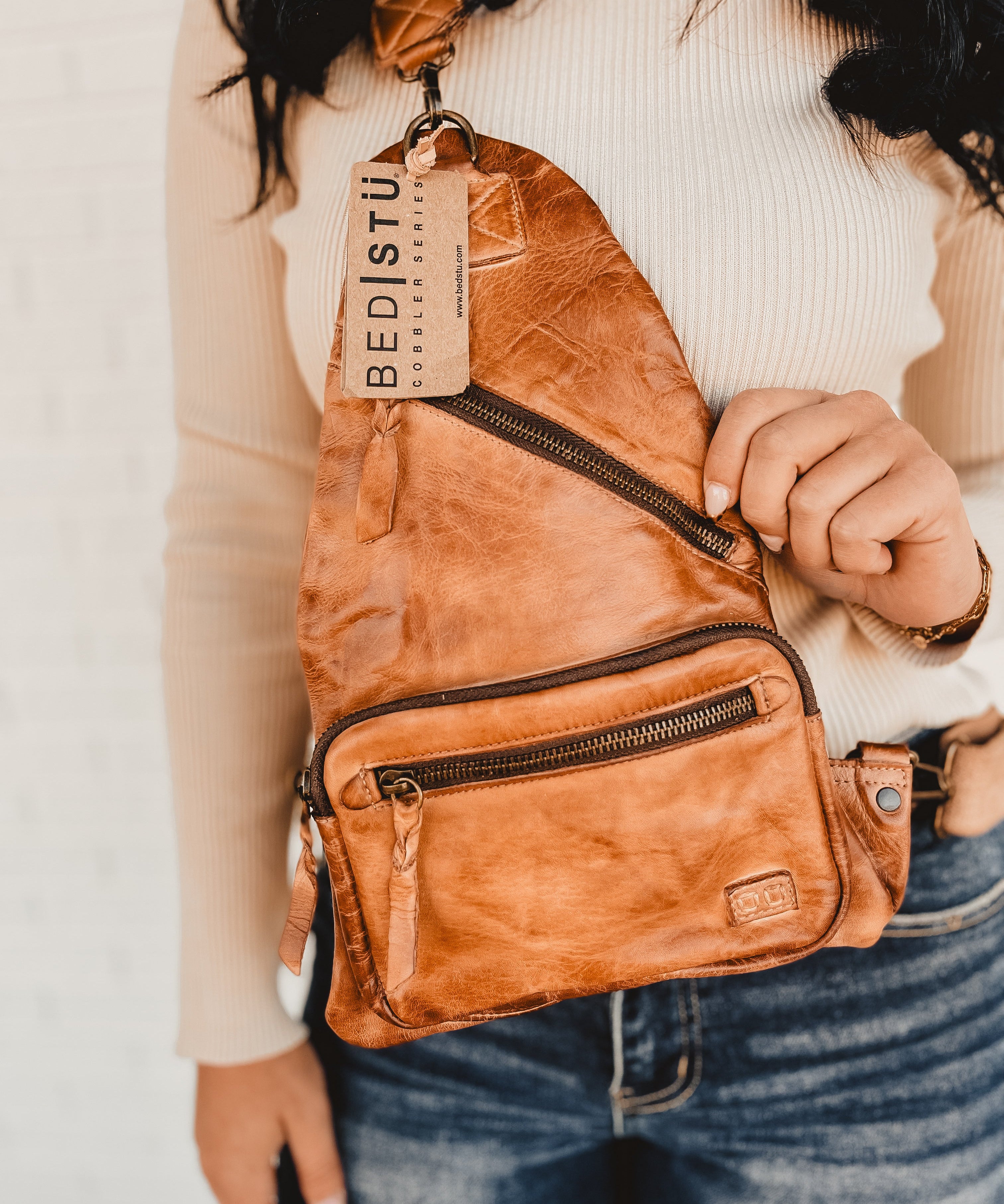 Bedstu Andie Leather Sling Backpack - Tan Rustic - Lace and Grace Boutique