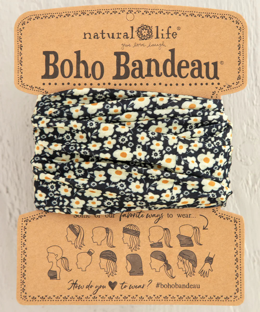 Boho Bandeau by Natural Life - Black Cream Floral - Lace and Grace Boutique