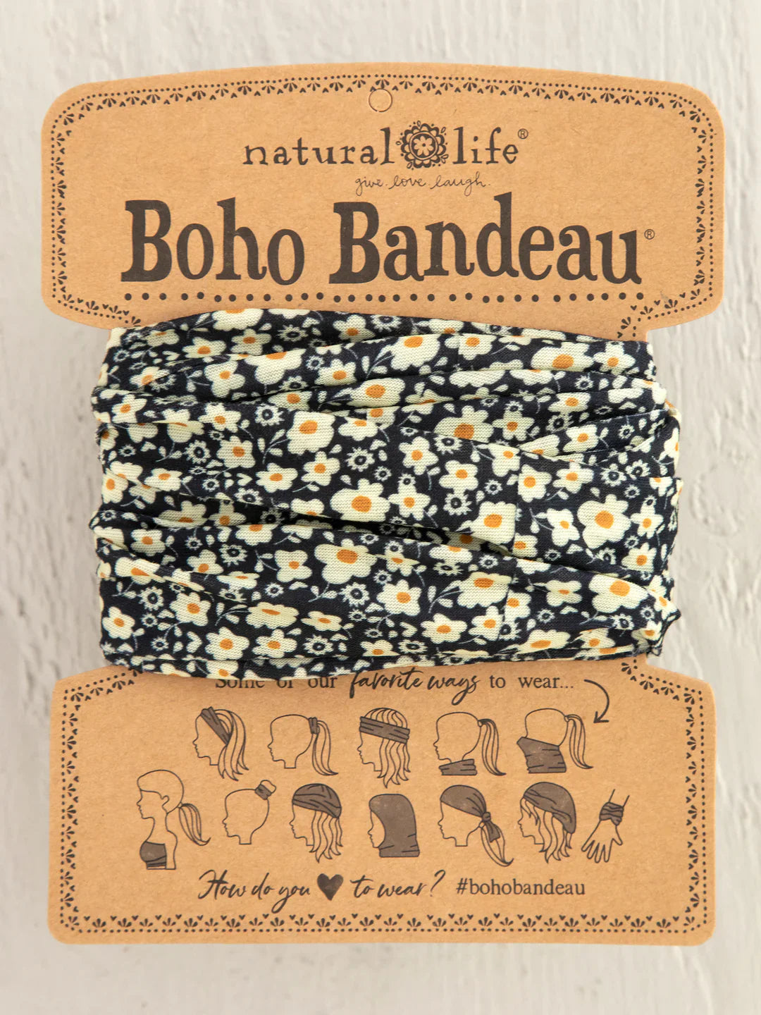 Boho Bandeau by Natural Life - Black Cream Floral - Lace and Grace Boutique