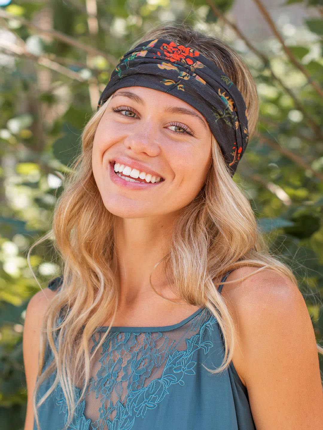 Boho Bandeau by Natural Life - Charcoal Floral - Lace and Grace Boutique