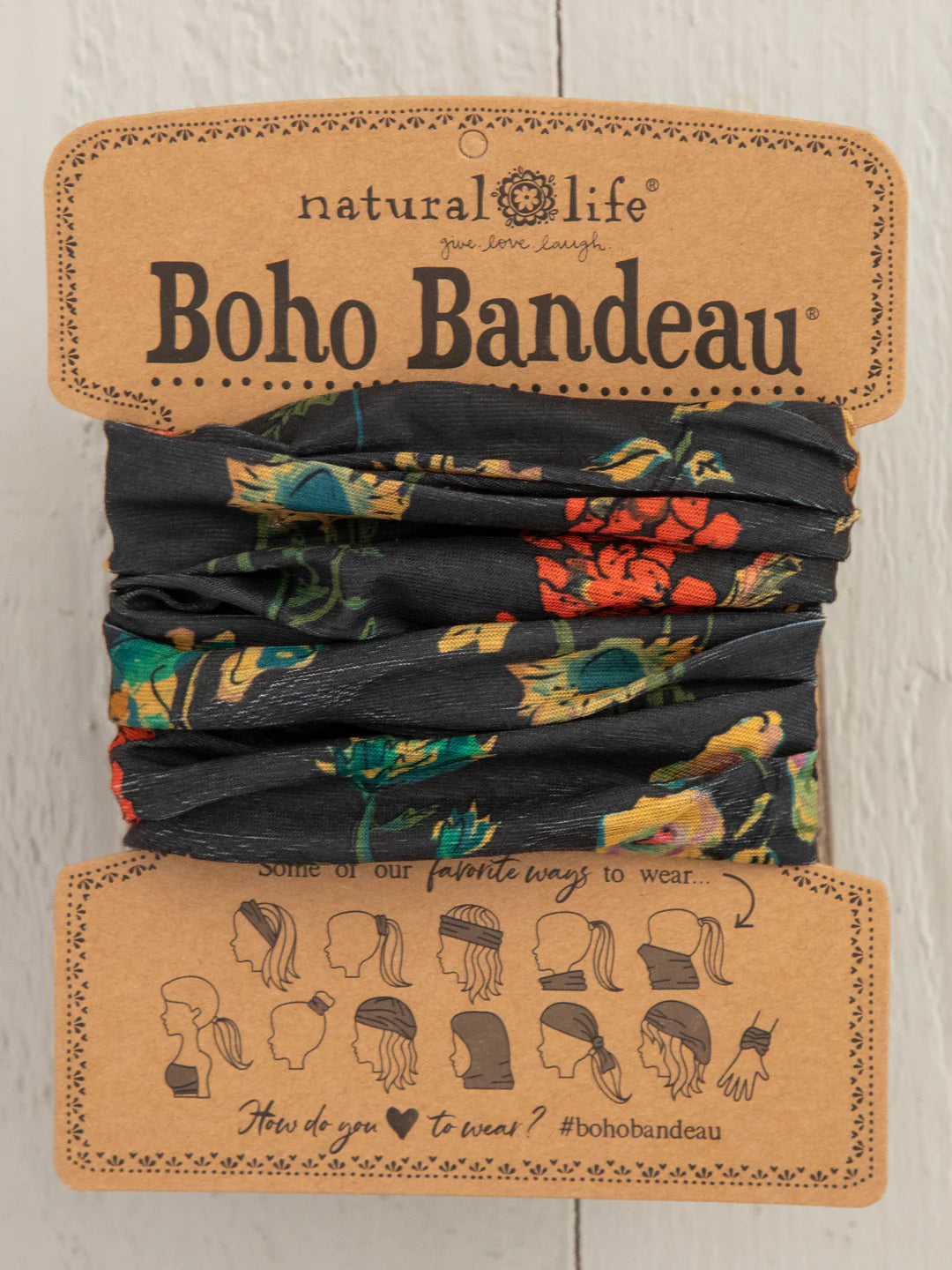 Boho Bandeau by Natural Life - Charcoal Floral - Lace and Grace Boutique