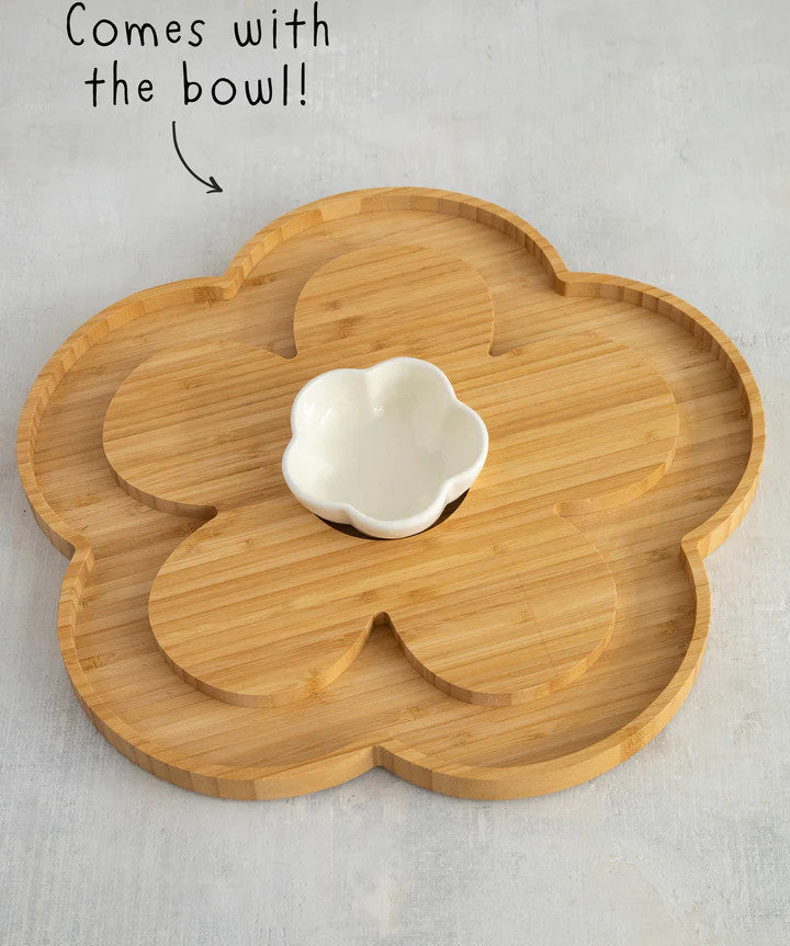 Bamboo Charcuterie Serving Board by Natural Life - Flower - Lace and Grace Boutique