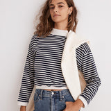 Mockneck Crop Tee in Stripe